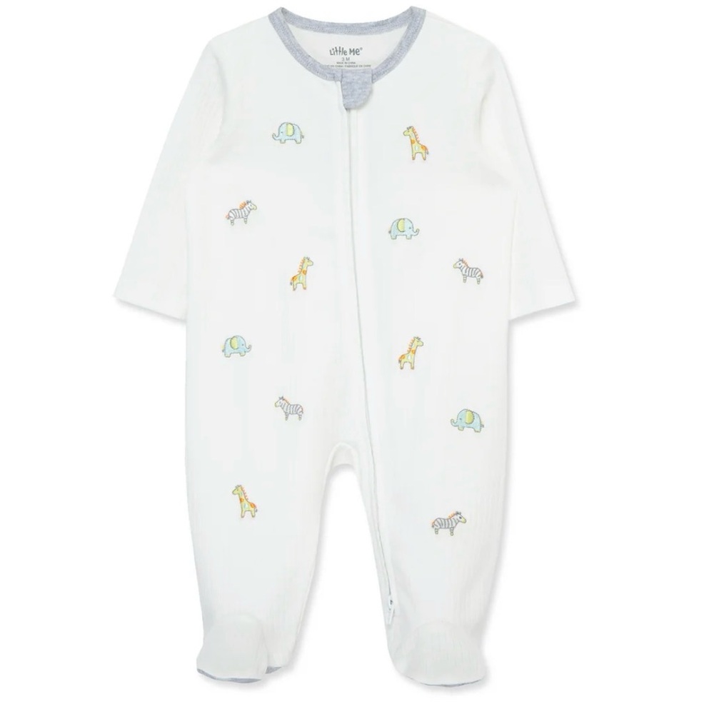 NWT Little Me white safari zip sleeper (size 9m)